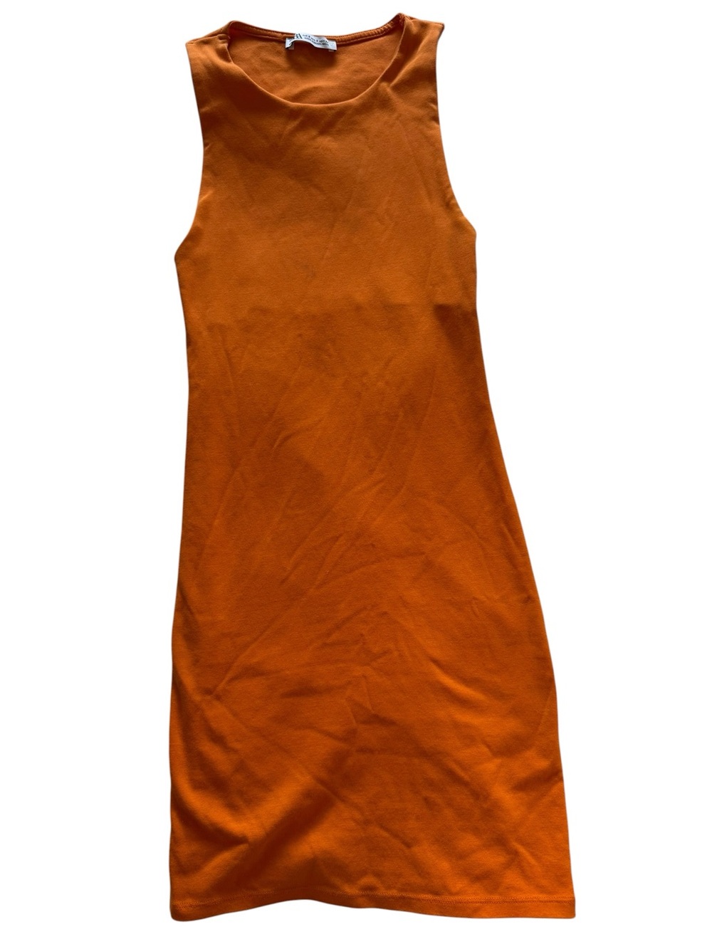 Zara Orange Sleeveless Mini Tank Dress